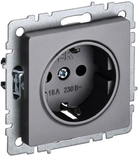 Розетка с заземлением без рамки IEK Brite РС11-1-0-БрС 1-м. сталь фото Розетка с заземлением без рамки IEK Brite РС11-1-0-БрС 1-м. сталь картинка